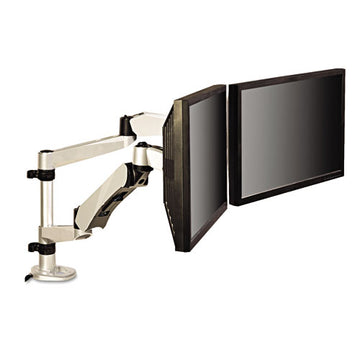 3M™ Easy-adjust Desk Dual Arm Mount For 27" Monitors, 360 Deg Rotation, +90--15 Deg Tilt, 360 Deg Pan, Silver, Supports 20 Lb freeshipping - TVN Wholesale